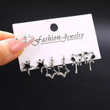 Popxstar  3paris Set Of Women Imple Temperament Ins Style Water Drop Love Pentagram Earrings