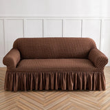 1/2/3/4 Seater Seersucker Sofa Slipcover with Skirt Universal Stretch Sofa Couch Slipcover Easy Fitted Chair Furniture Protector