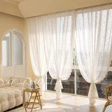Popxstar room inspo ideas Pastoral White Tulle Sheer Window Curtains French Lace Curtain Voile Fabric Drapes Door Curtain Breathable Bedroom Home Decor
