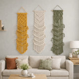 Handwoven Macrame Hat Rack Wall-Mounted with Tassel Baseball Cap Organizer Bohemian Style Handmade Cap Hanger Collection Display