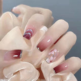 popxstar 24pcs Y2K Style Gradient Blue Pink Color Fake Nails Dyeing Press On Nails Full Cover Artificial False Nails For Women Salon Use