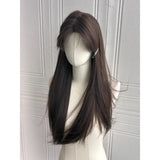 Popxstar Temperament Black Wig Long Black Hair Headband Lace Front Wigs Natural Comfortable Fluffy Long Straight Wig for Daily Use  가발