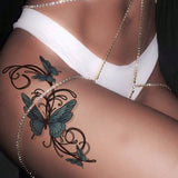 Popxstar  1 Sheet 3D Old School Style Blue Butterfly Temporary Tattoo Stickers, Waterproof Fake Tattoos Last for 2-5 Days