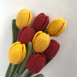 Popxstar Hand Woven Tulip Crochet Flower Diy Hand-knitted Flower Bouquet Wedding Party Decoration Home Table Decoration Festival Gifts