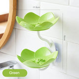Popxstar  Creative Lotus Flower Soap Box 2 Tier Serving Tray Utensil Holders Suction Wall Tray Floral Soap Dish Shelf Holders Soap Holder