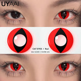Popxstar  1 Pair Cat Eyes Crazy Lenses Vampire Lenses for Halloween Cosplay Eye Contacts White Lenses Anime Black Colored Lenses