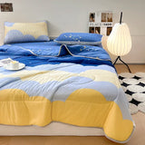 Popxstar Cooling Summer Comforter Bedding Sets Double Sided Cool Feeling Fabric Duvet Summer Blanket Ice Silk Fitted Sheet and Pillowcase