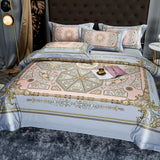 Popxstar  Premium 1000TC Egyptian Cotton Luxury Bedding Set Boho Style Digital Printing Duvet Cover Flat/Fitted Bed Sheet Pillowcases 4Pcs