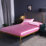 Popxstar Luxury Mulberry Silk Fitted Bed Sheet Set Queen High-end Stain Soft Silk Bedsheet Set with Elastic Band King Szie Mattress Cover