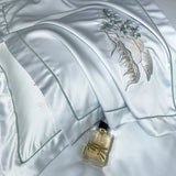 Popxstar  4Pcs New Chinese Style Landscape Embroidery Luxury Bedding Set Silky Duvet Cover Set Soft Quilt Cover Set Bed Sheet Pillowcases