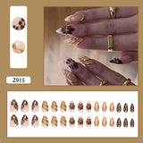 Popxstar 24pcs White Flower Fake Nail Tips Ins Yellow Pink Blush False Nails Wearable Full Cover European Almond Shaped Press on Nails