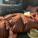 Popxstar  High Quality Beauty Bedding Set Plaid Duvet Cover Bed Sheet Set With Pillowcases Adult Dormitory Queen Size Winter Home Decor