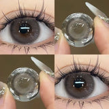 Popxstar  1Pair Myopia New Freshly Colour Contacts Lenses Large Diameter14.5mm Natural Eye Lenses Beauty Pupil Brown Gray Lenses