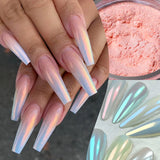 Popxstar Aurora Pearl Nude Pink White Nails Glitter Dust Chrome Moonlight White Rubbing on Powder Shell Mirror Pigment Nail Art Supplies