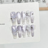 Popxstar 10Pcs Long Ballerina Handmade Press on Nails Pink Black Fake Nails Wearable Stick-on Nails Full Cover False Nail Uñas Postizas