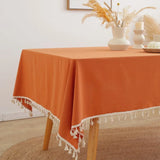 Popxstar Christmas Green Cotton Rectangle Tablecloth Tassel Washable Table Cover for Kitchen Dinning Picnic New Year Christmas Decoration