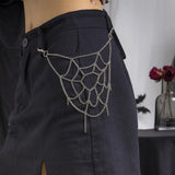 Popxstar Side Punk Chain On The Jeans Pants for Women Unisex Egirl eBoy Personality Spider Web Key Chains Harajuku Goth Aesthetic Jewelry