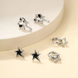 Popxstar  3paris Set Of Women Imple Temperament Ins Style Water Drop Love Pentagram Earrings
