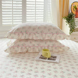 Popxstar 100% Cotton Pillowcase Ruffles Pillow Cover 48x74cm Pillowslip 2pcs Rectangle Cushion Cover for Bed Printed Pillow Case