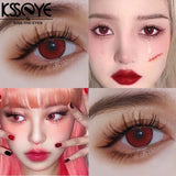 Popxstar  2PCS  Red Color Contact Lenses Large Diameter 14.5mm Myopia Degree Colored Lens Blue Beauty Pupil Makeup One Year Use