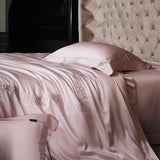 Popxstar  Luxury Embroidery Bedding Set 800TC Lyocell Cotton Soft Silky Cool Feeling Duvet Cover Flat/Fitted Bed Sheet Pillowcases 4Pcs