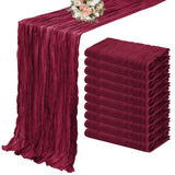 Popxstar 10PCS Set Semi-Sheer Gauze Wedding Table Runner Sage Green Cheesecloth Table Dining Party Christmas Banquets Arches Cake Decor