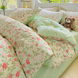 Comforter Botanical Flowers Garden Ultra Soft & Breathable 100%Nature Cotton Bedding Sets With Flat/Fitted Sheet 2 Pillowcases