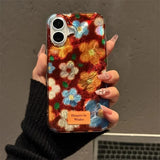 Phone Case For iPhone 16 15 14 13 12 11 Pro Max XS X XR 7 8 Plus SE Perforated Vortex Shell IND Retro Small Flower Cover