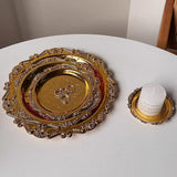 Popxstar Stainless Steel Plate Cake Tray Afternoon Tea Dessert Dish Jewelry Storage Tray Dessert Table Snack Dish Display Home Supplies