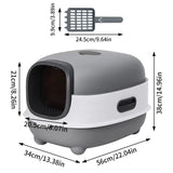 Large Enclosed Cat Litter Box Hooded Kitty Pan Box Front Entry Toilet Tray with Litter Scoop Anti-Splashing