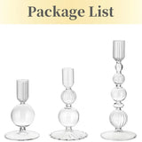 Popxstar 3Pcs Glass Candlestick Holders Glass Taper Candle Holders Groovy Wavy Elegant Candle Stick for Home Party Decoration