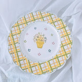 Popxstar  Ceramic Plate Household 8 Inch Flat Plate French Vintage Western Dish Flower Floret Porcelain China Tableware Baking