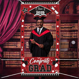 Popxstar 1PC 2025 Graduation Photo Booth Prop Frame Banner for Class of 2025 Graduate Party Shooting Photo Background Prop Decor Supplies