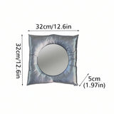 Popxstar  Wall Mirror Modern Silver Pillow Mirror Creative Square Wall Mounted Mirrors Makeup Mirror Bathroom Home Bedroom Wall Decor