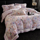 Popxstar  Premium 100% Cotton Brushed Bedding Set Flowers Prints Oil Painting Style Duvet Cover Flat/Fitted Bed Sheet Pillowcases 4Pcs