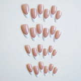 Popxstar  Glossy Nude Pink Color False Nails White French Tip Almond Press on Nails Full Cover Wearable Fake Nails for Women and Girls