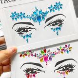 Popxstar 3D Sexy Face Tattoo Stickers for Kids Party Masquerade Party Acrylic Glitter Rhinestone Temporary Tattoo Female Face Jewelry DIY