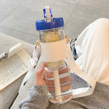 800ML Large Capacity Simple Plastic Water Bottle With Straw Portable Bubble Tea Infuser Filter Girl Student Juice Drinkwater Cup
