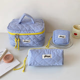 popxstar 3pcs/Set Plaid Cosmetic Bag Set Simple Style Large Capacity Portable Cosmetic Tools Storage Bag for Home Bathroom Toiletry Bag