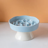 Elevated Cat Bowls Ceramic Slow Feeder Bowls Neck Protection Non-Slip Spill-Resistant for Dogs Cats Water Bowl