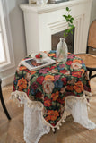 Popxstar  Table Cloth American Style Jacquard Iris Bird Plant Table Cloth Thick Tablecloth
