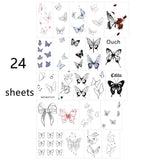 Popxstar  24pcs Butterfly Tattoo Stickers Waterproof Long Lasting Clavicle Sexy Arm Simulation Dark Tattoo Stickers