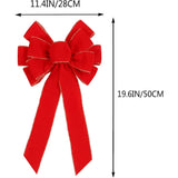 Popxstar Red Christmas Bows Outdoor Decorations Large Christmas Tree Top Bow Velvet Wreath with Glitter Gold Edge Front Door Decoration