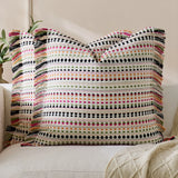 45x45/60x60cm Bohemian Pillow Covers Yarn-dyed Polka Dot Cushion Covers Tassel Edge Pillow Case for Living Room Bedroom Sofa Car
