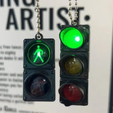 Popxstar 1/2Pcs Simulation Electronic Traffic Light Keychain Pendant Mini Pedestrian Light LED Light-emitting Toy Kids Cognitive Toy Gift