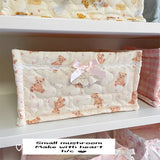 Popxstar  Desktop Square Fabric Art Cotton Storage Basket Ins Style Korean Cute Quilted Storage Basket Clothes Sundries Storage Fram ﻿