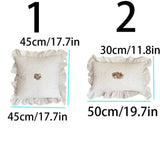 popxstar with Lotus Frill French Lace Pillow Cover Washed Material Comfortable Embroidered Cushion Cover Soft Pillow Shell Bedroom