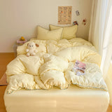 Popxstar  Class bed new cream wind solid color bed sheet four-piece set student quilt cover four-piece set household