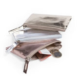 Popxstar PU Leather Zipper Storage Bag Multifunctional Outdoor Portable Coin Key Organizer Card Holder Silver Coin Purse Wallet Travel