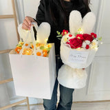 Popxstar  1PC Cotton Rope Artificial Roses Bouquet Handmade Rabbit Ear Knitted Plush Flower Bundle Valentine Mothers' Day Birthday Gifts